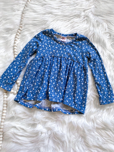 RTS 3T Blue Floral Babydoll top