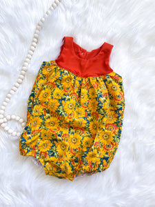 RTS 2T Sunflower Romper with snaps
